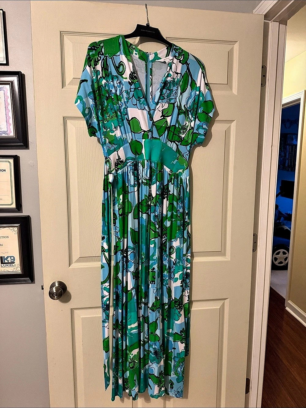 Lilly Pulitzer Keenan Maxi Dress Green & Blue Size 10